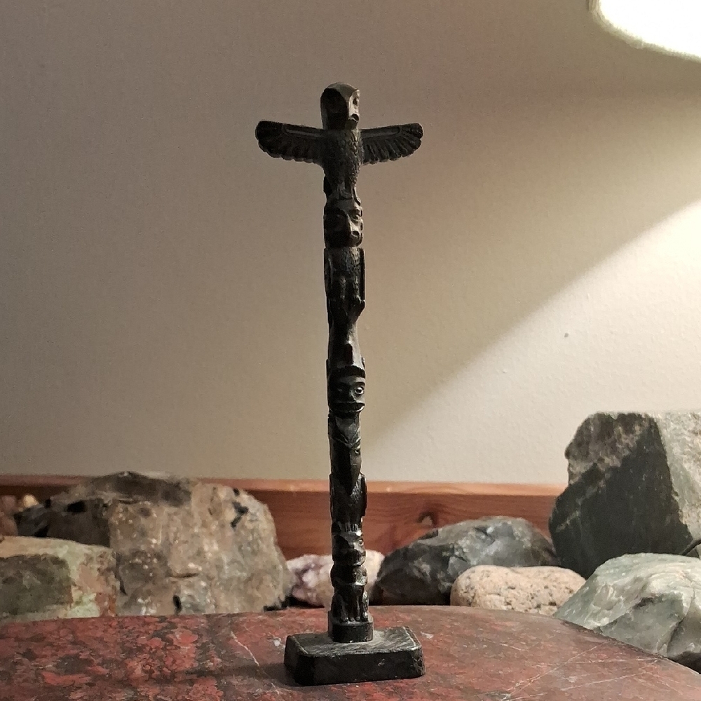 Black Miniature Totem Sculpture Art Piece